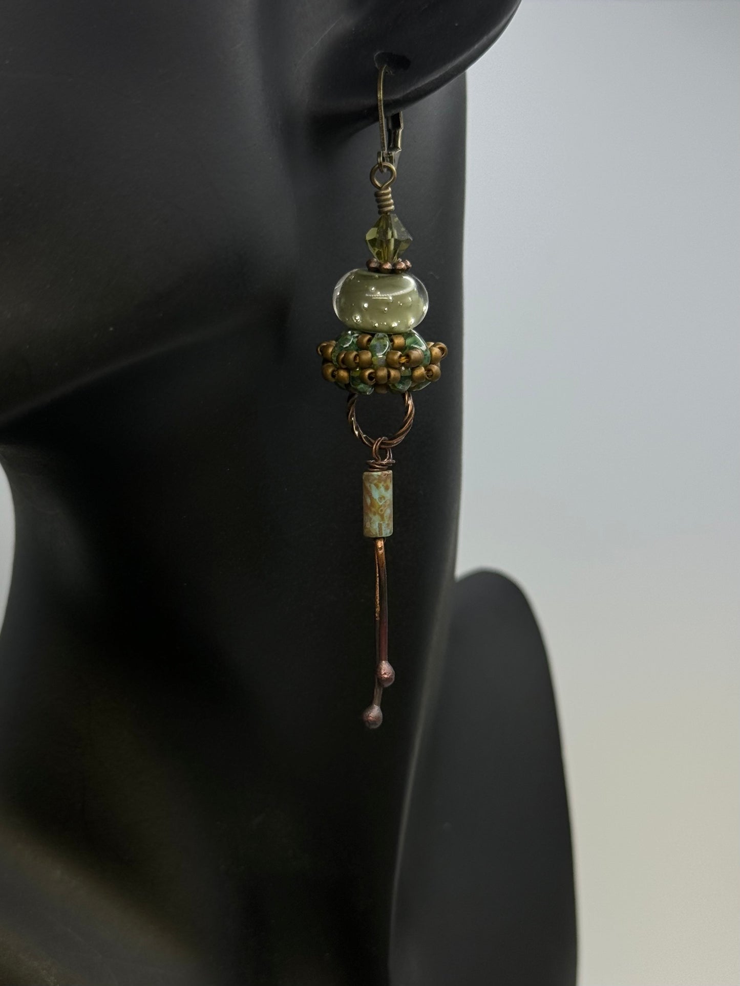 Handmade lampwork and crocheted earrings