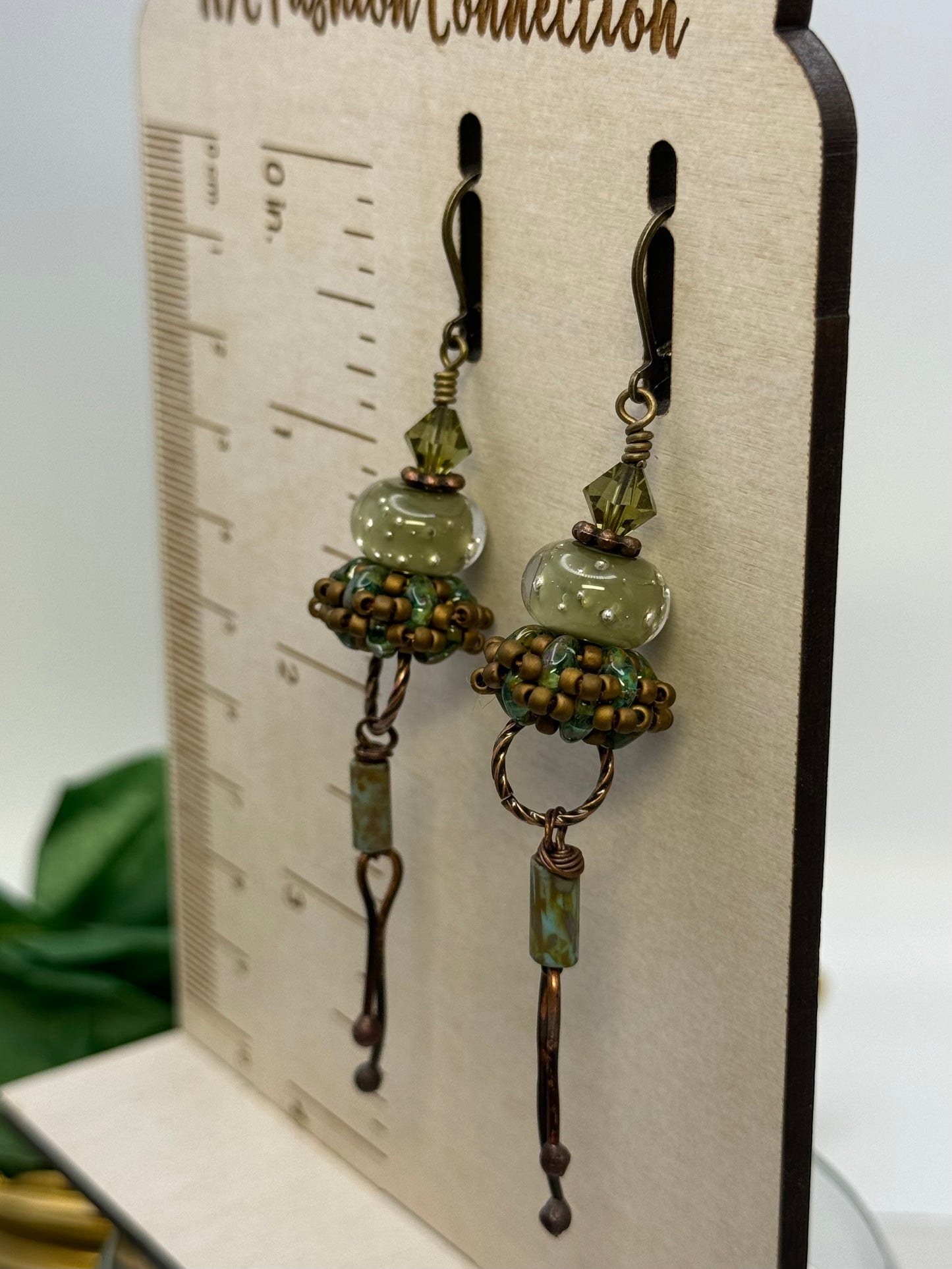 Handmade lampwork and crocheted earrings