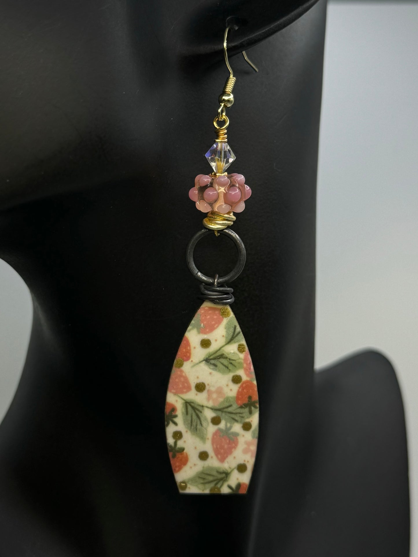Strawberry themed earrings, jewelry for women