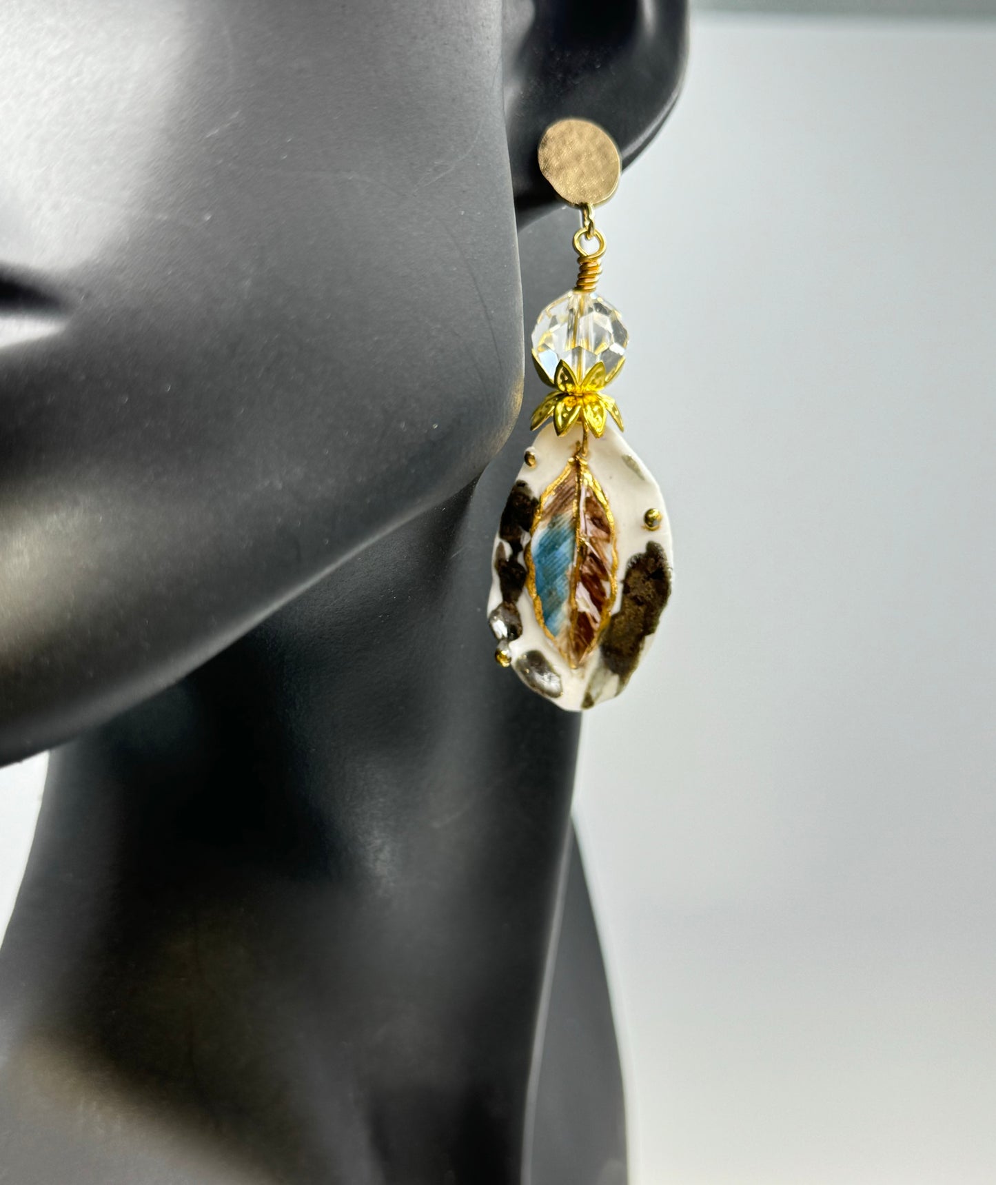 Handmade artisan feather earrings