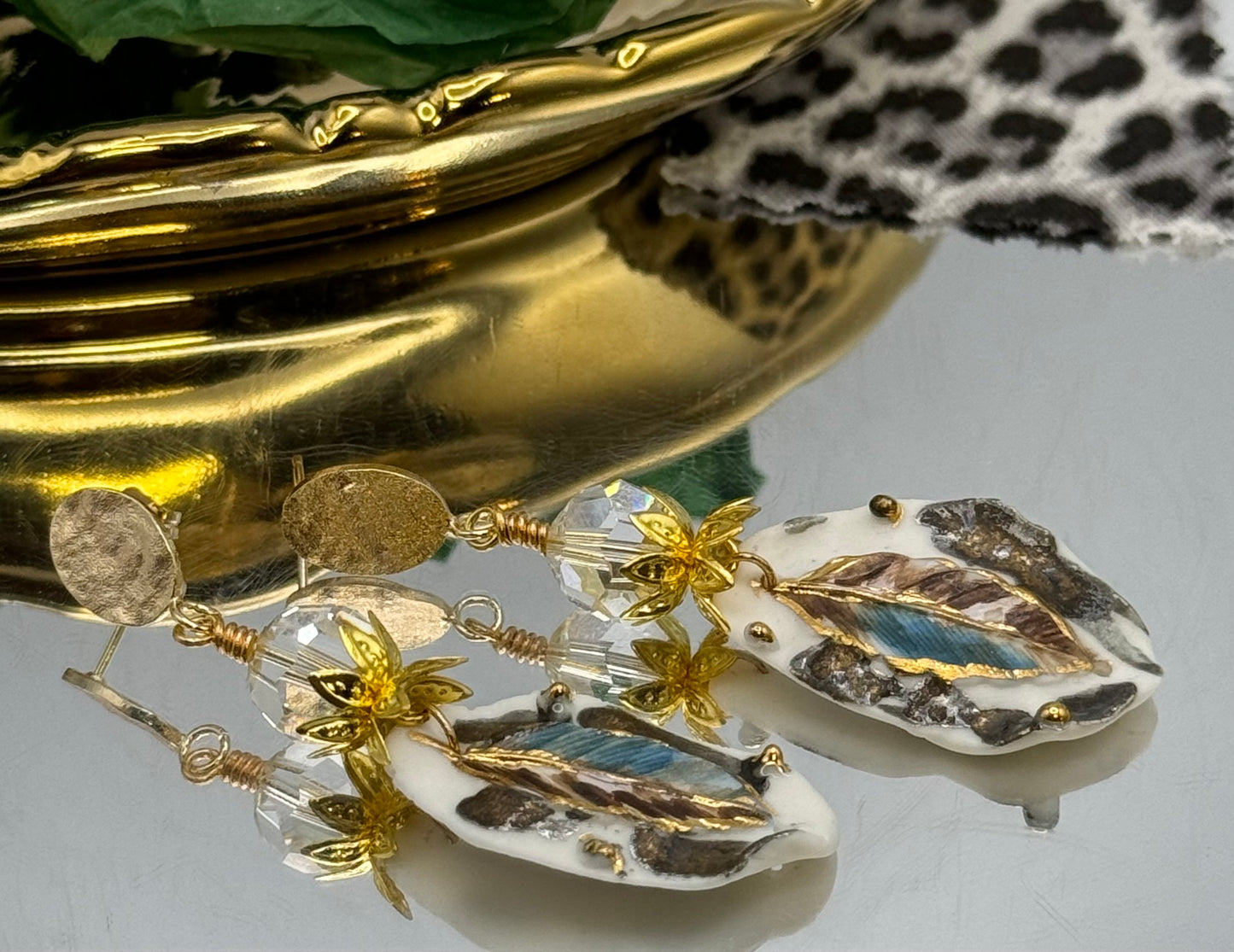 Handmade artisan feather earrings