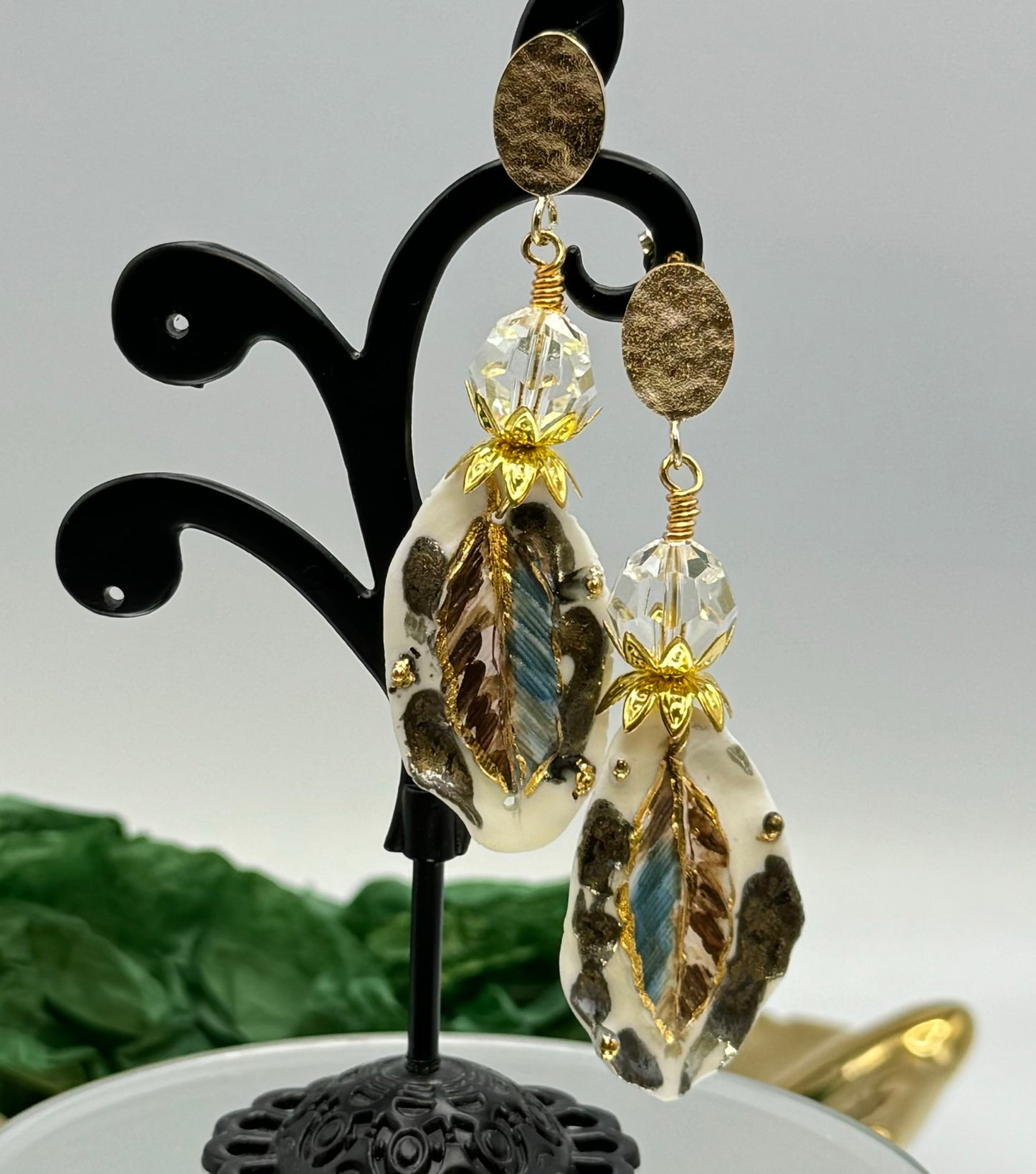 Handmade artisan feather earrings
