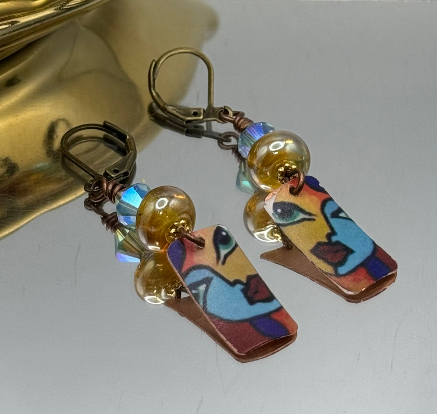 Handmade abstract charm earrings