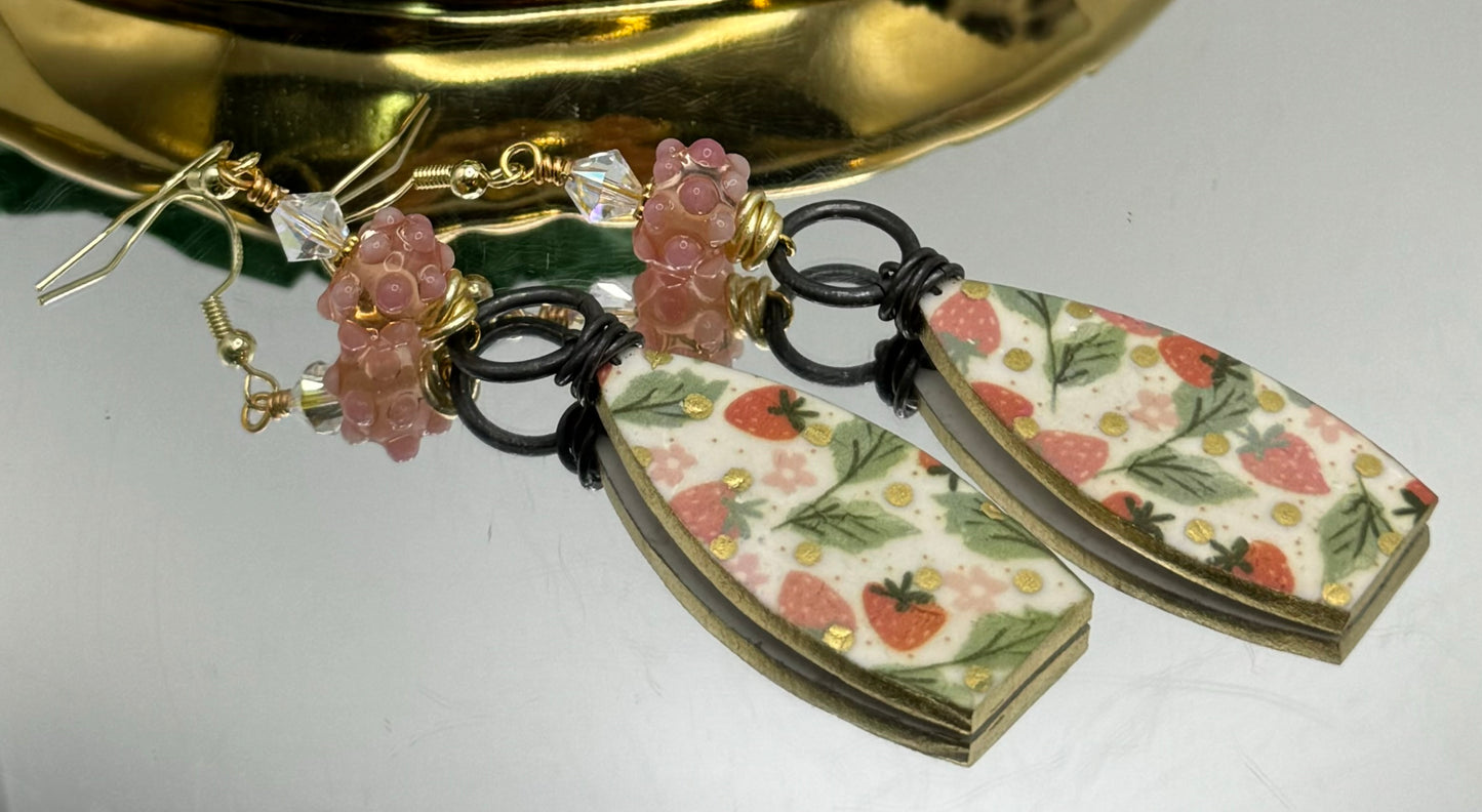 Strawberry themed earrings, jewelry for women