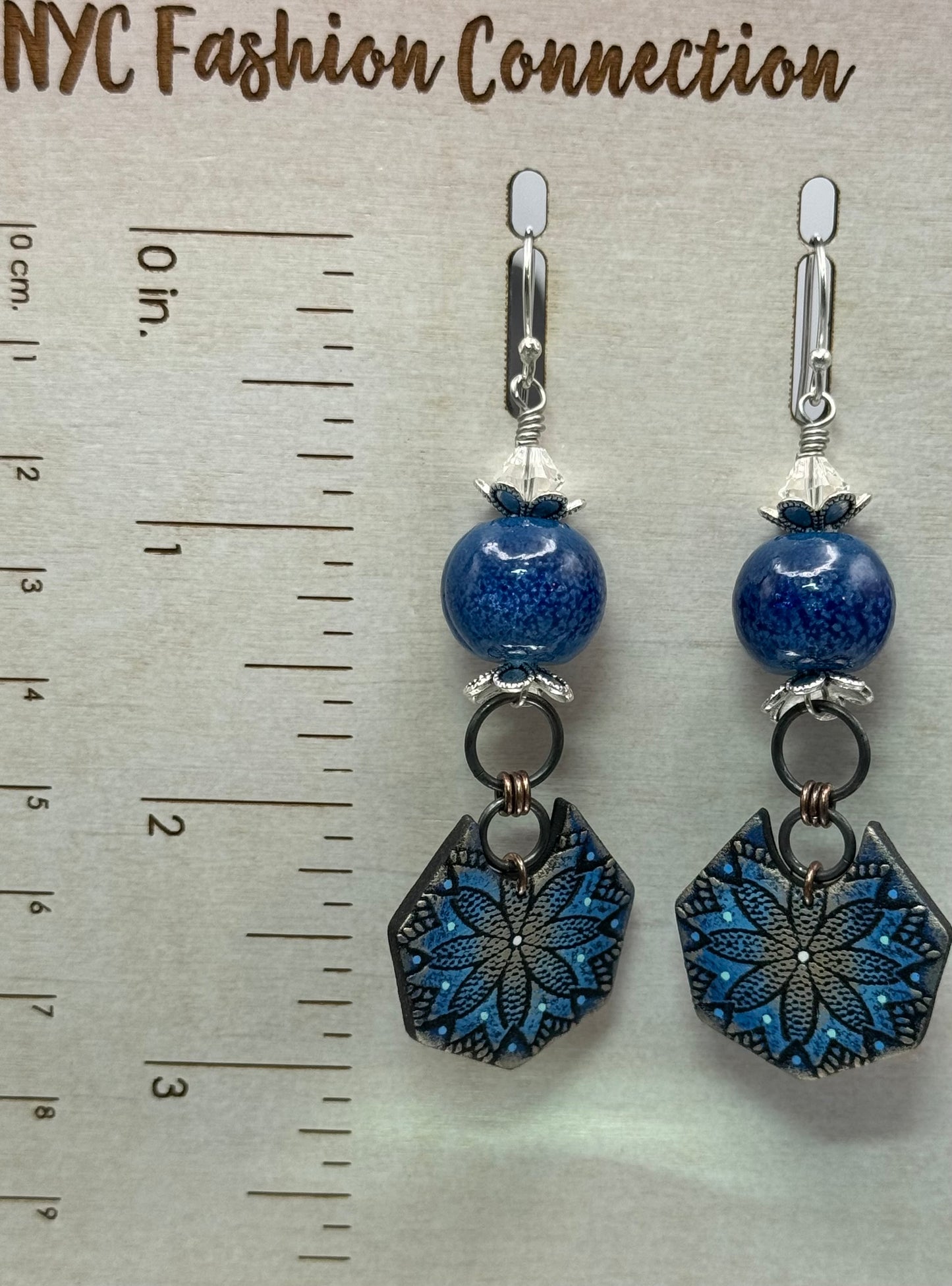 Lampwork and polymer clay blue earrings