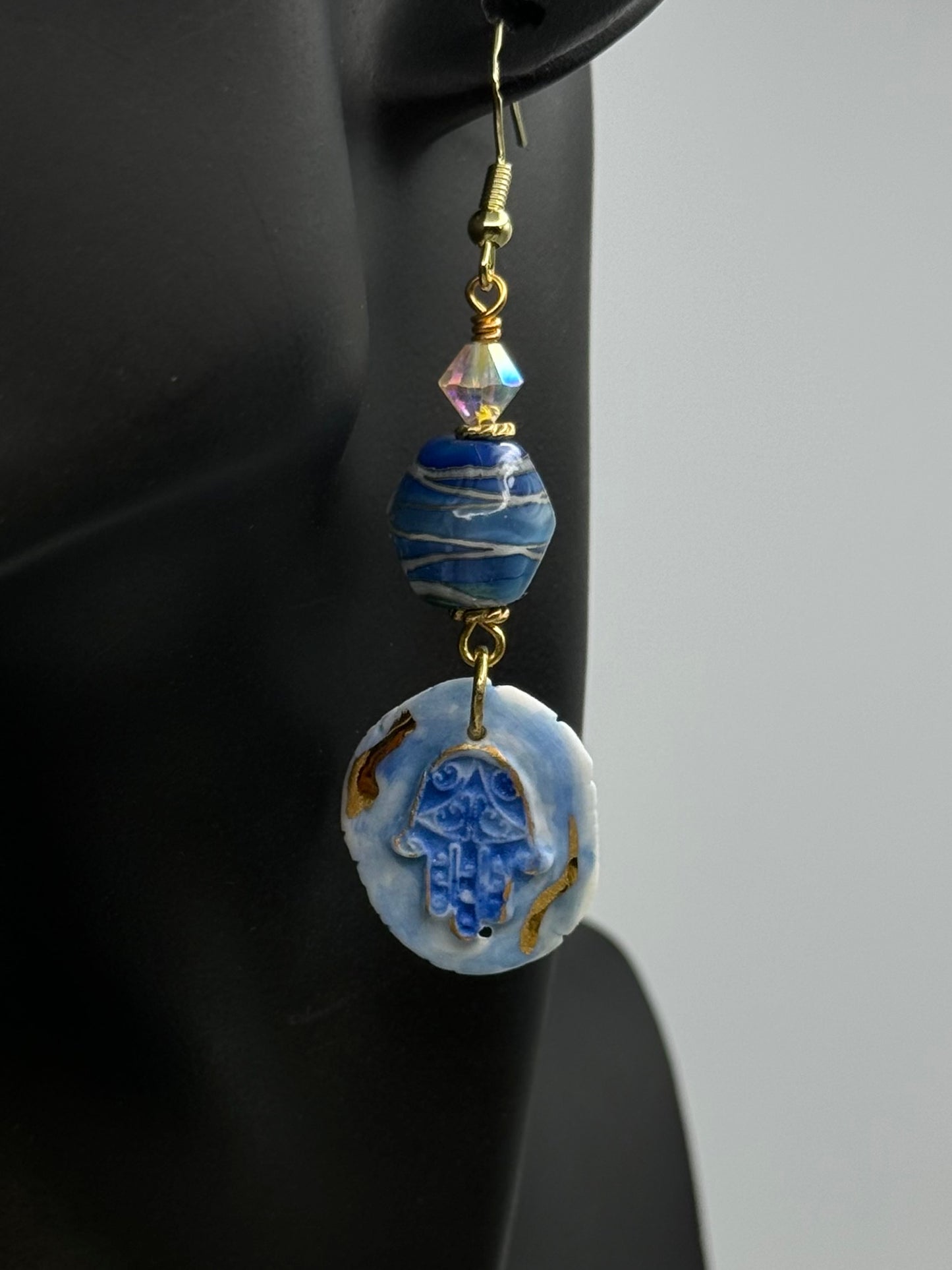 Hamsa handmade porcelain earrings