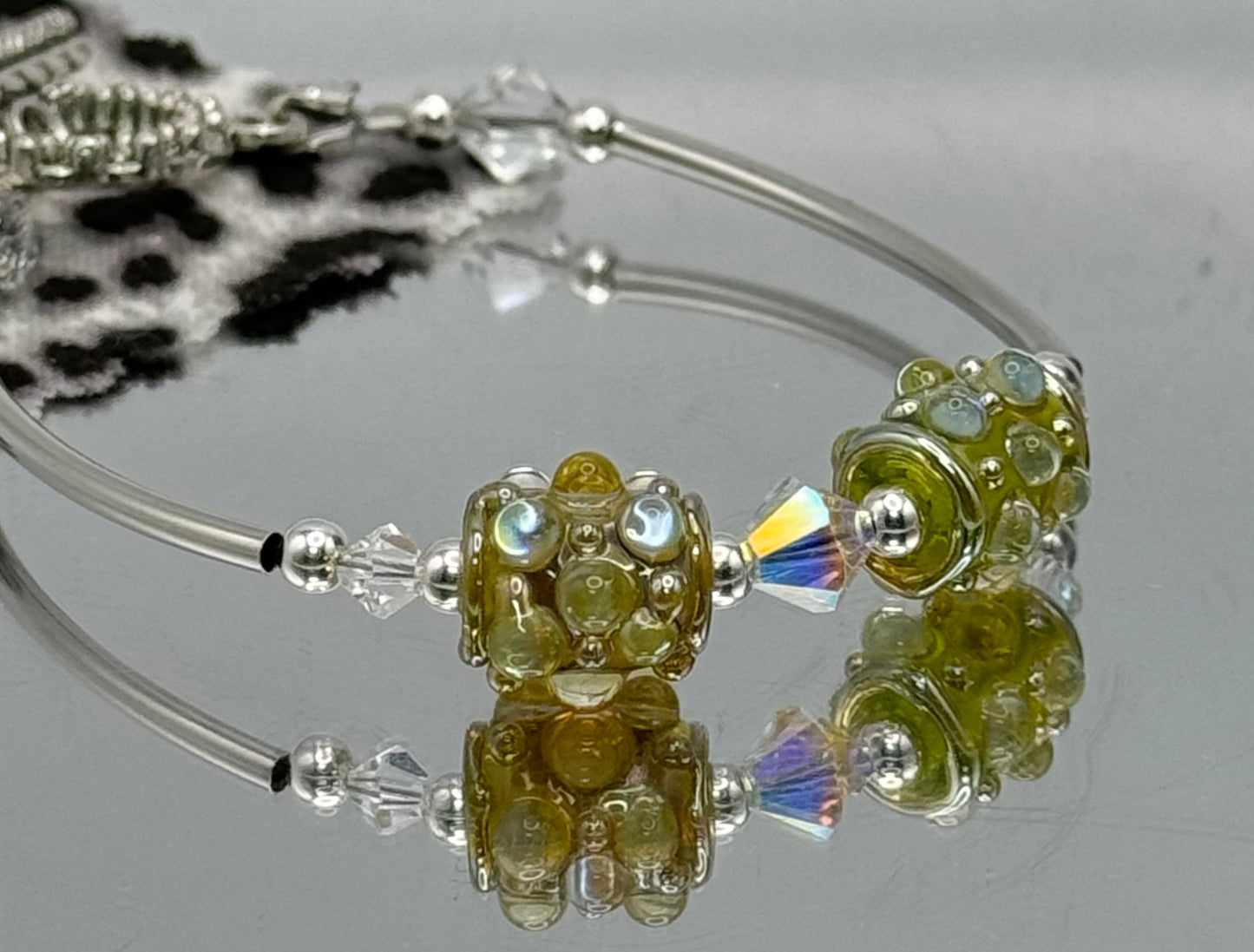 Handmade lampwork and crystal bracelet