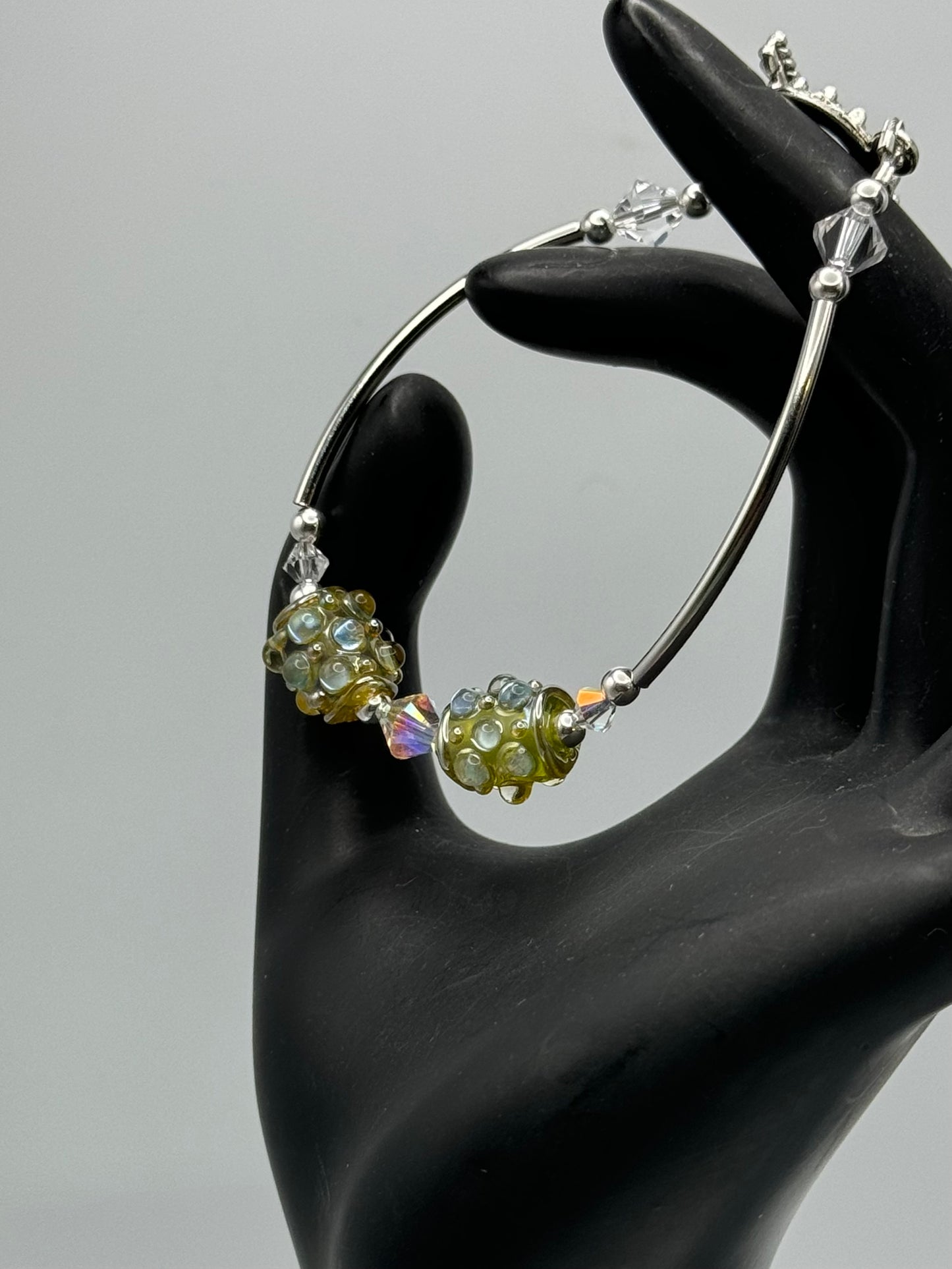 Handmade lampwork and crystal bracelet