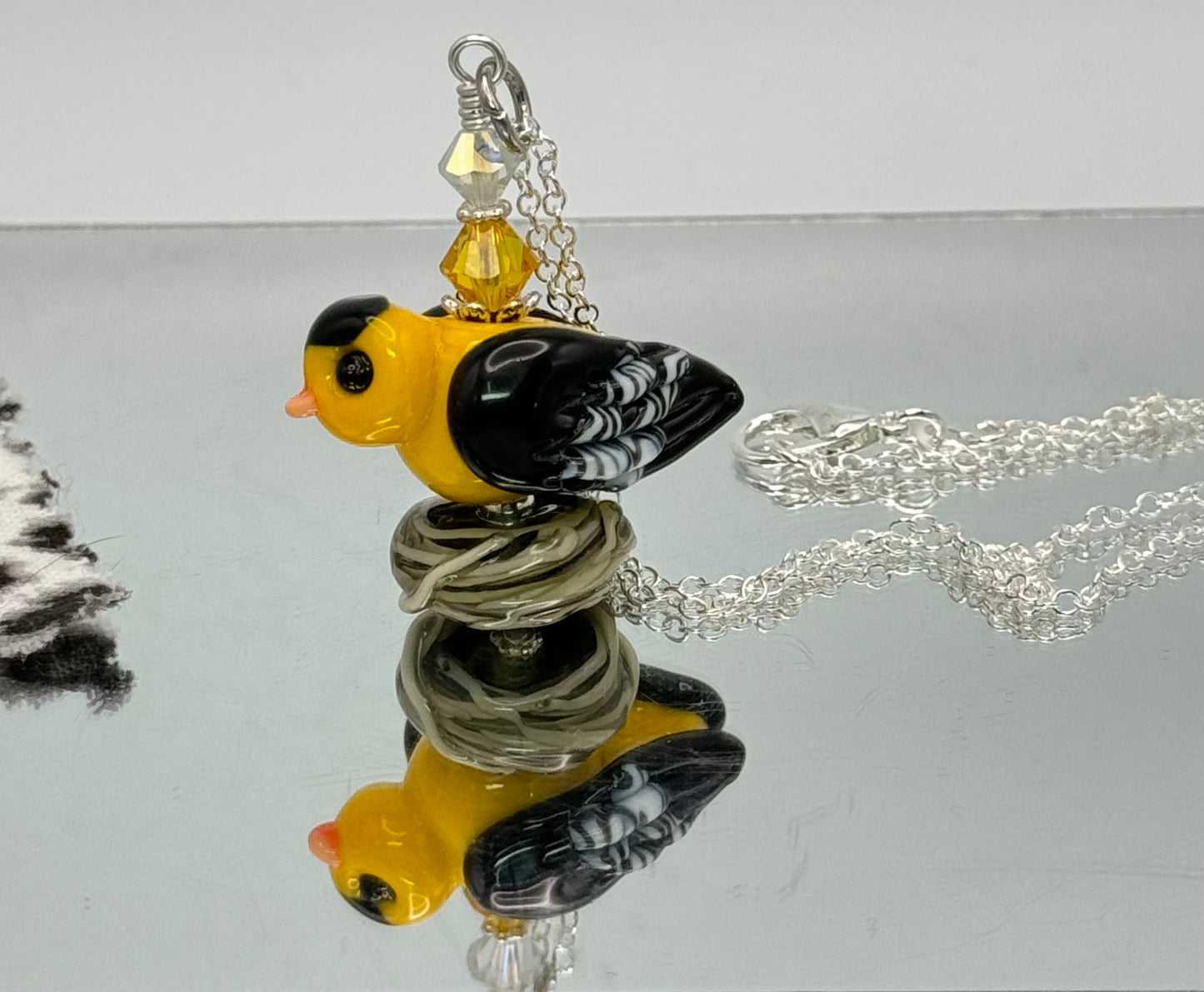 Lampwork bird pendant