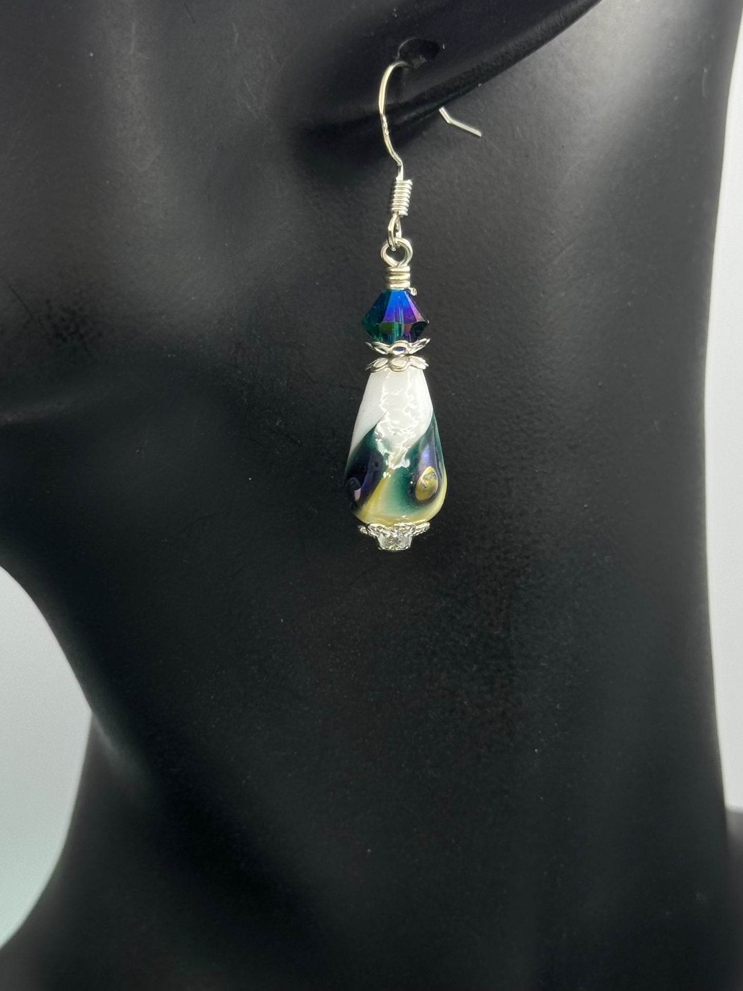 Peacock lampwork earrings