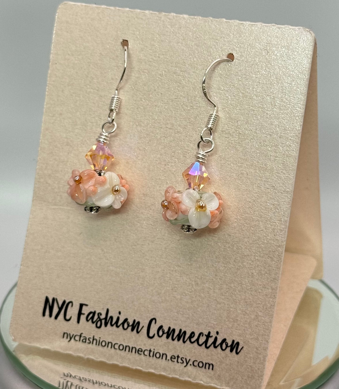 Petite lampwork floral earrings