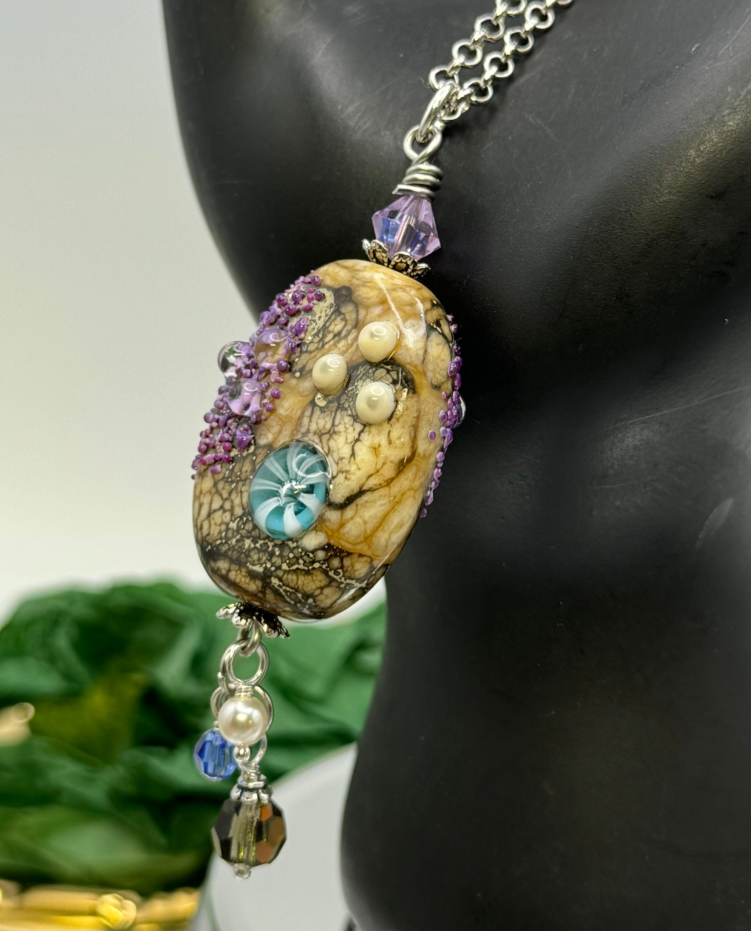 Lampwork Bead Statement Necklace OOAK | online Gift Boxed