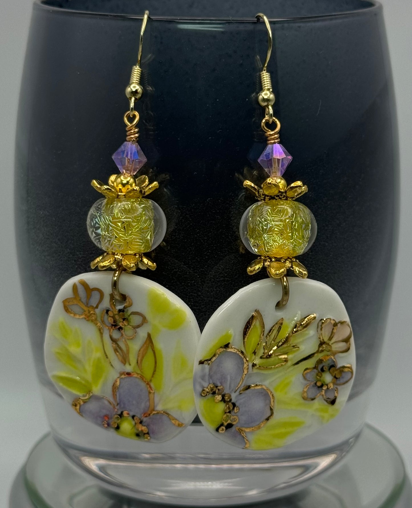 Handmade lampwork & porcelain earrings