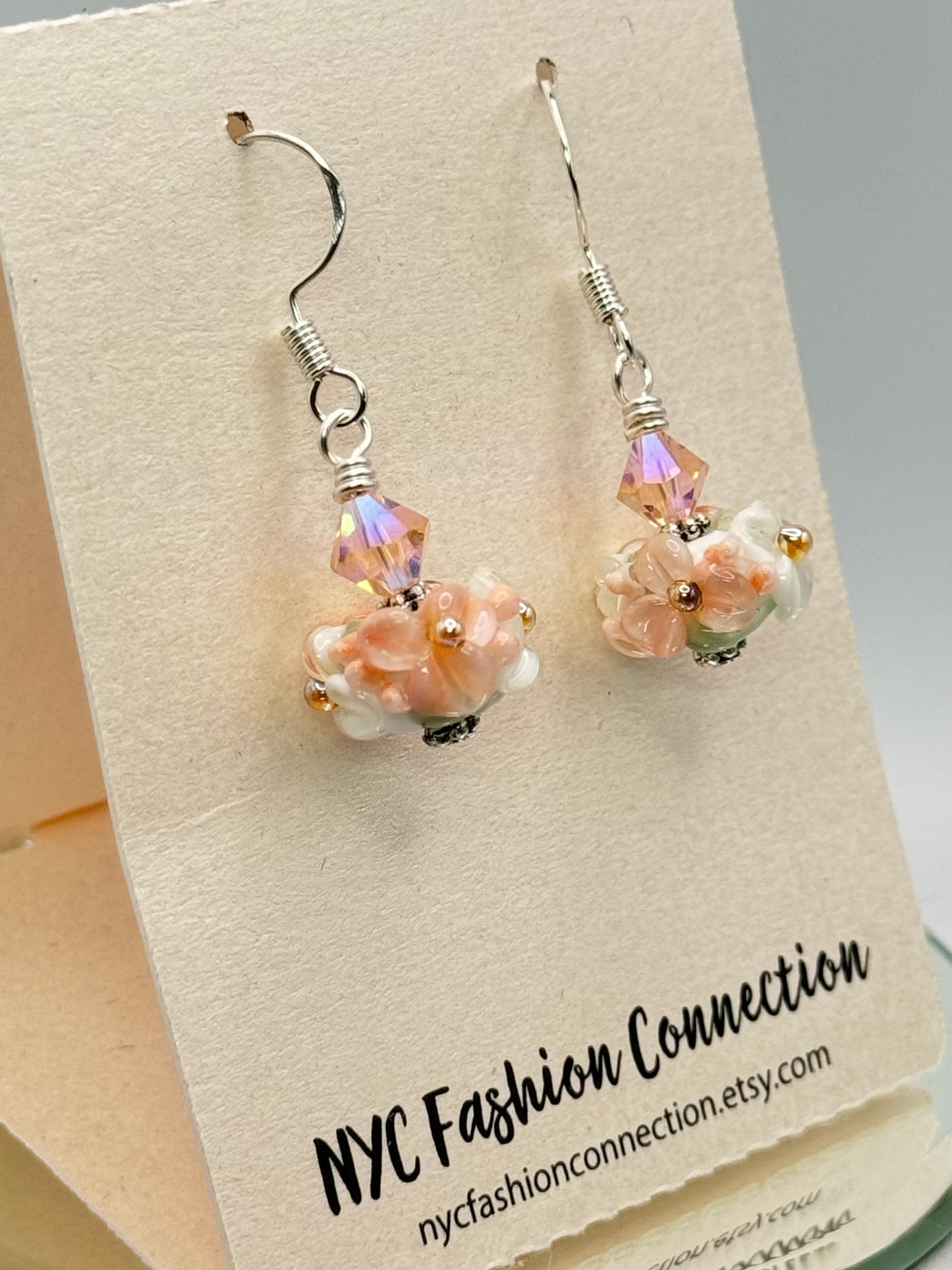 Petite lampwork floral earrings