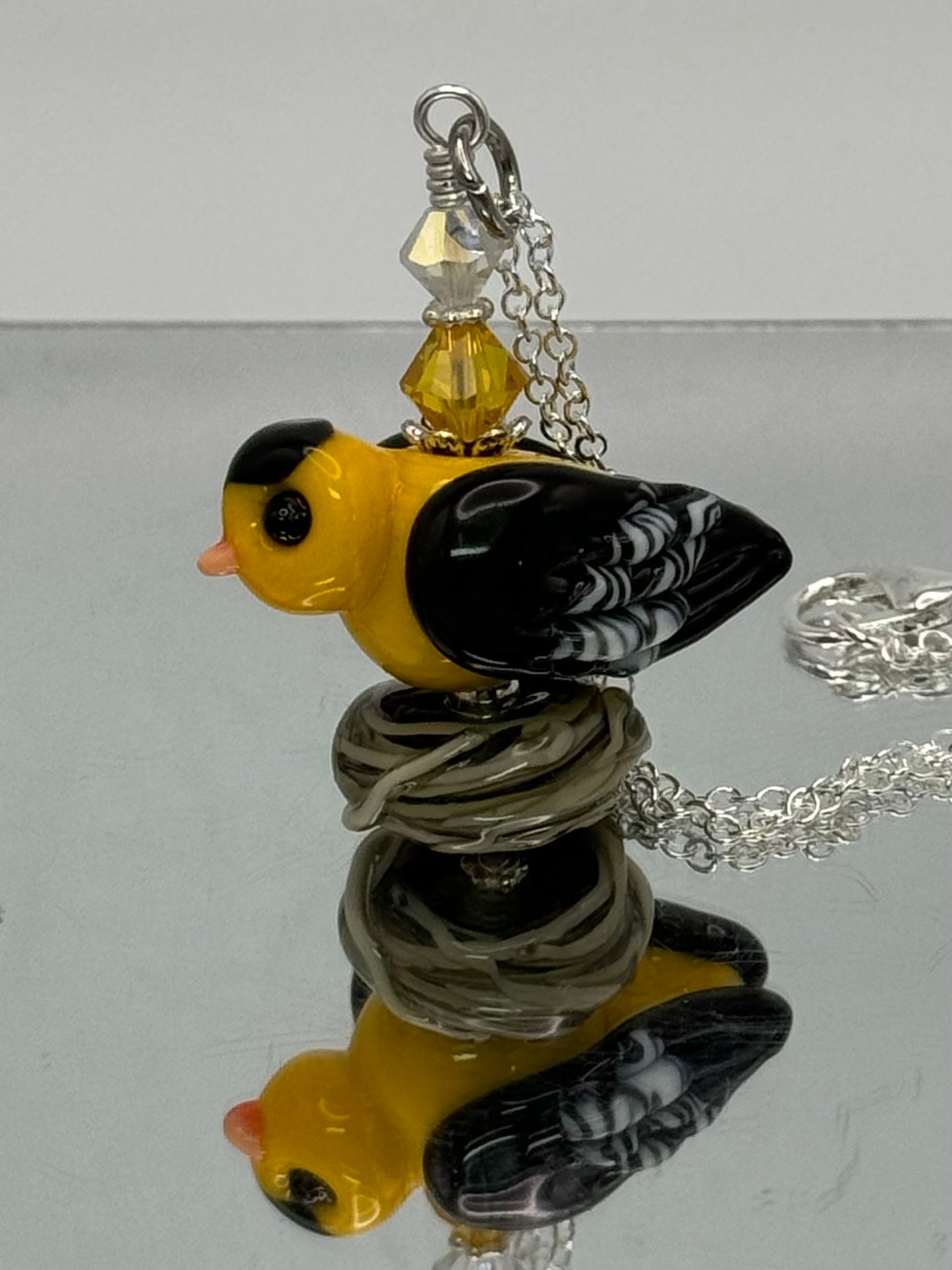 Lampwork bird pendant