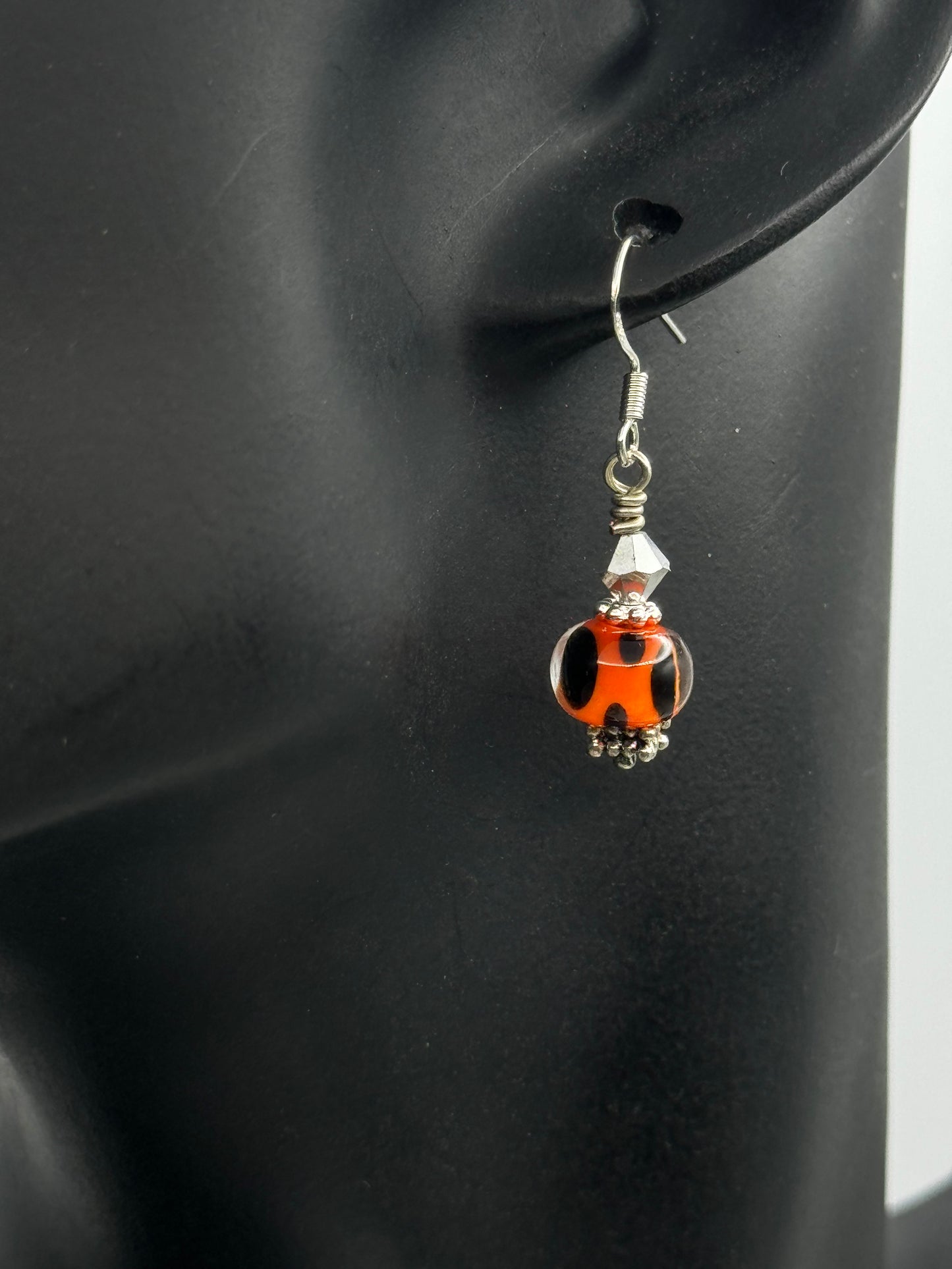 Handmade petite Halloween colored lampwork earrings