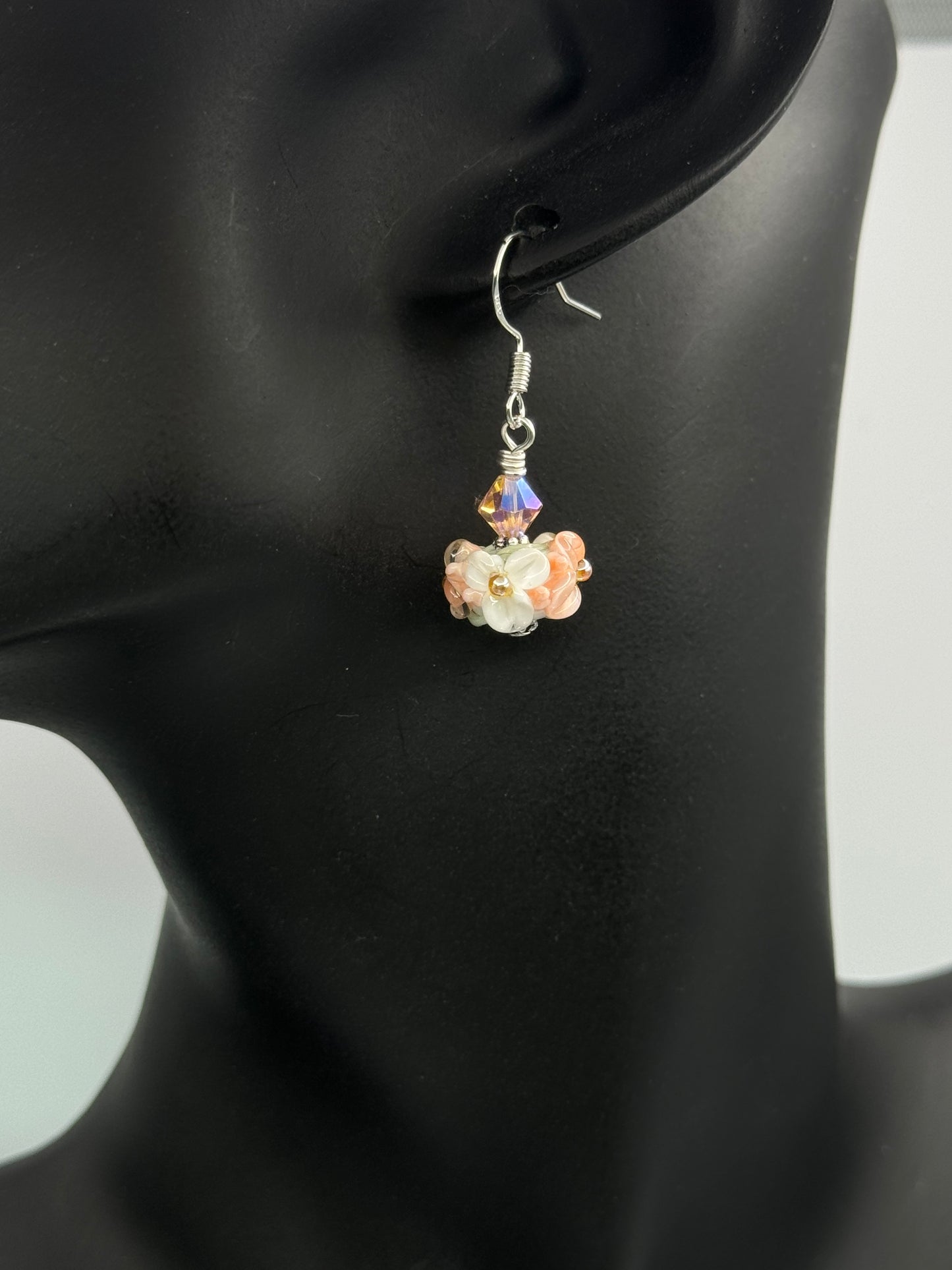 Petite lampwork floral earrings