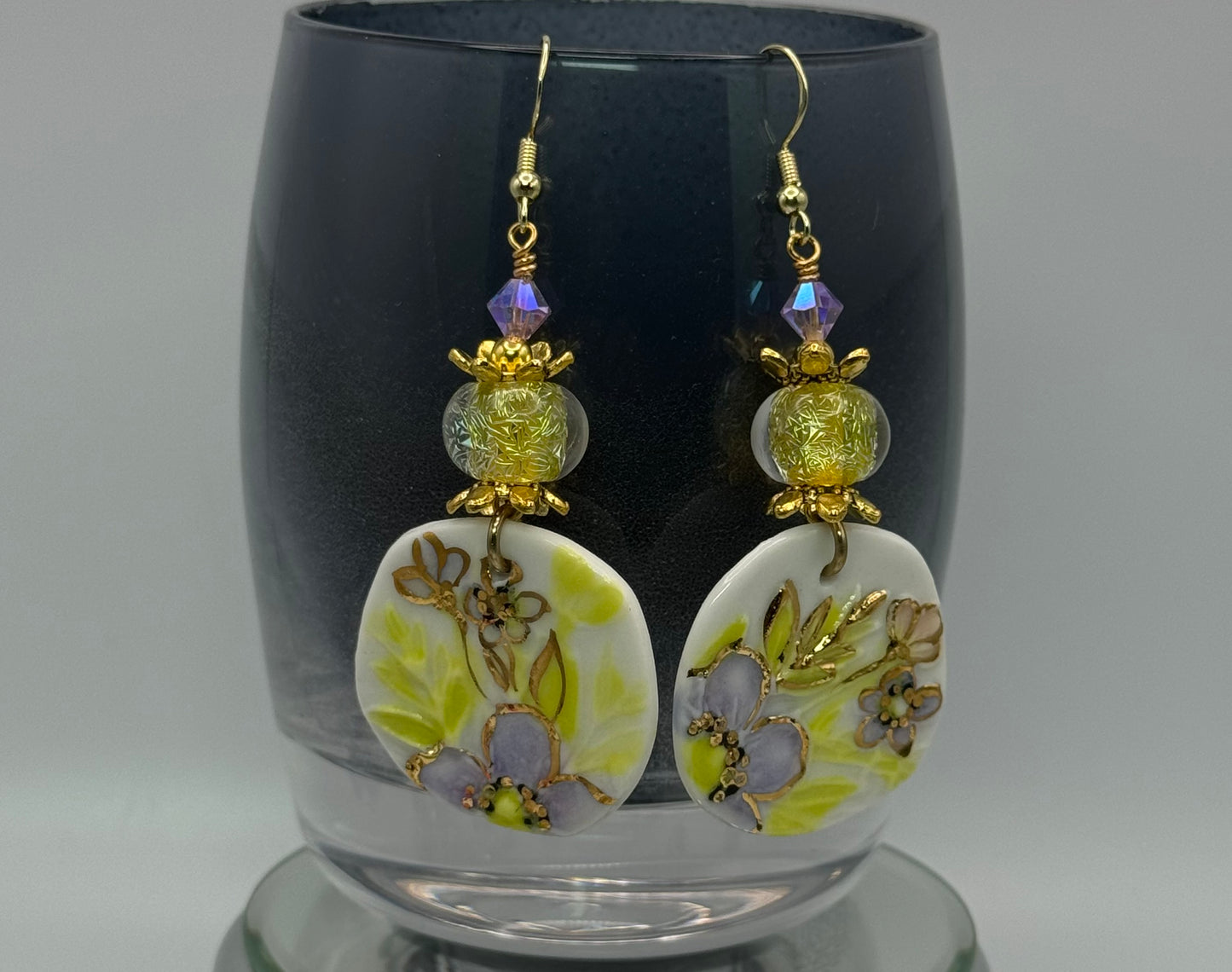 Handmade lampwork & porcelain earrings