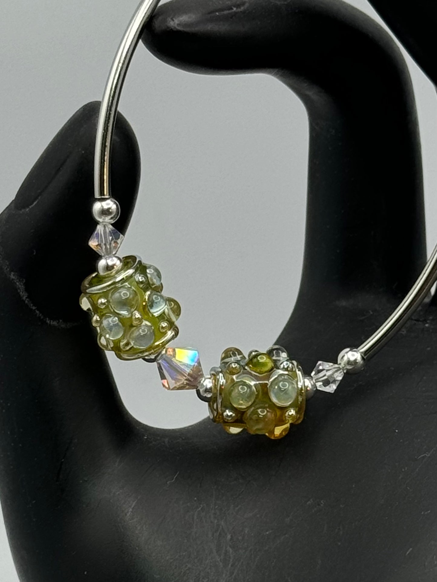 Handmade lampwork and crystal bracelet