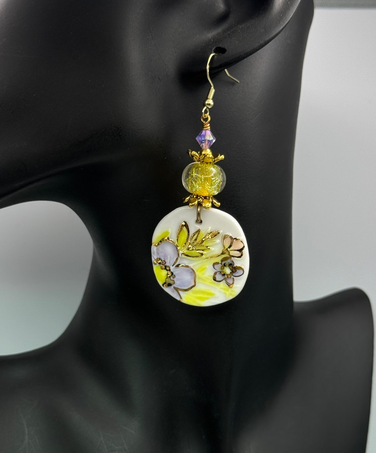 Handmade lampwork & porcelain earrings