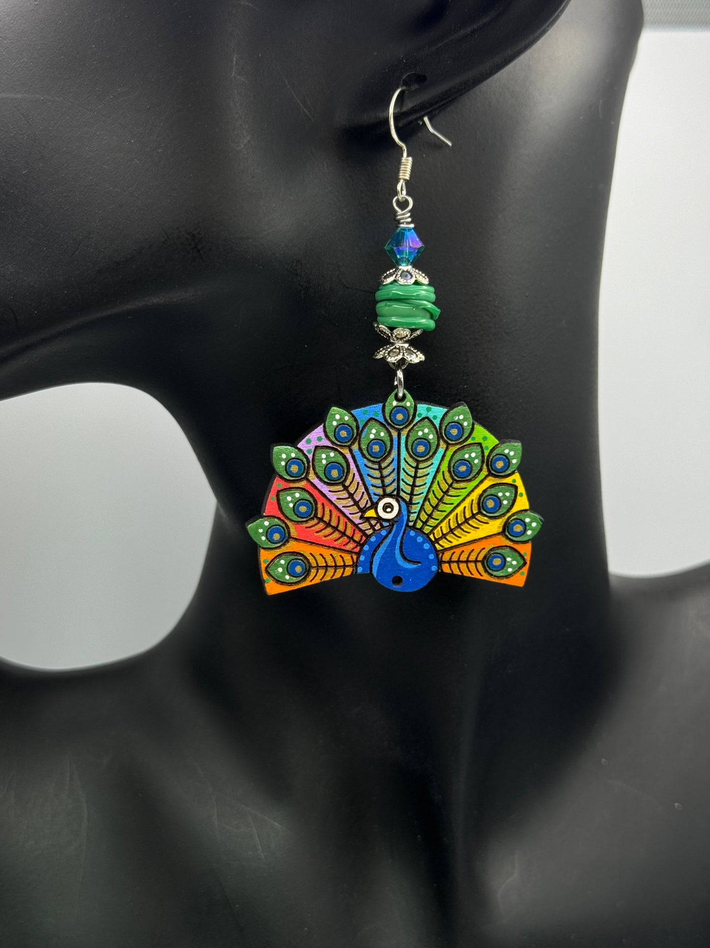 Handmade peacock earrings