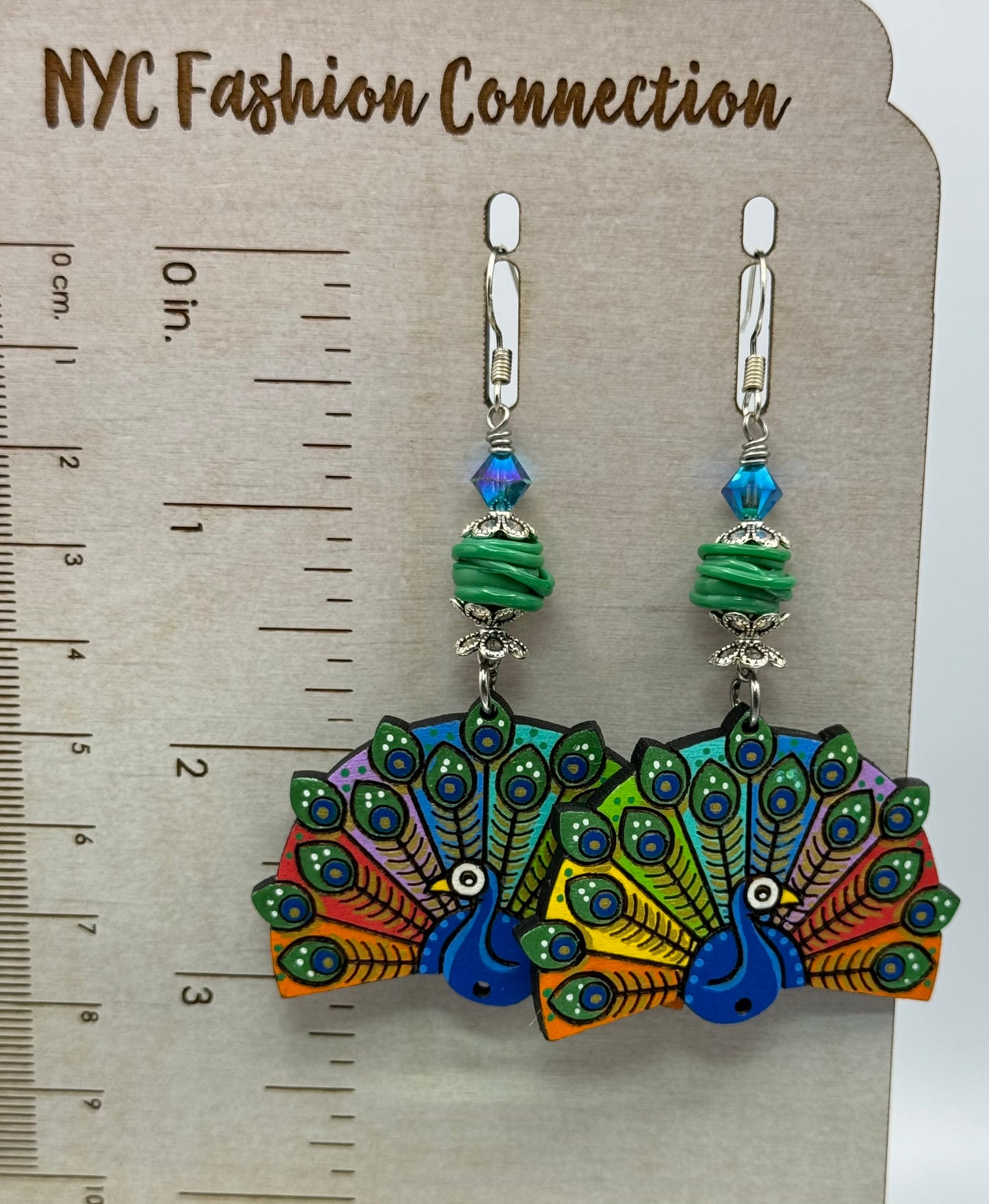 Handmade peacock earrings