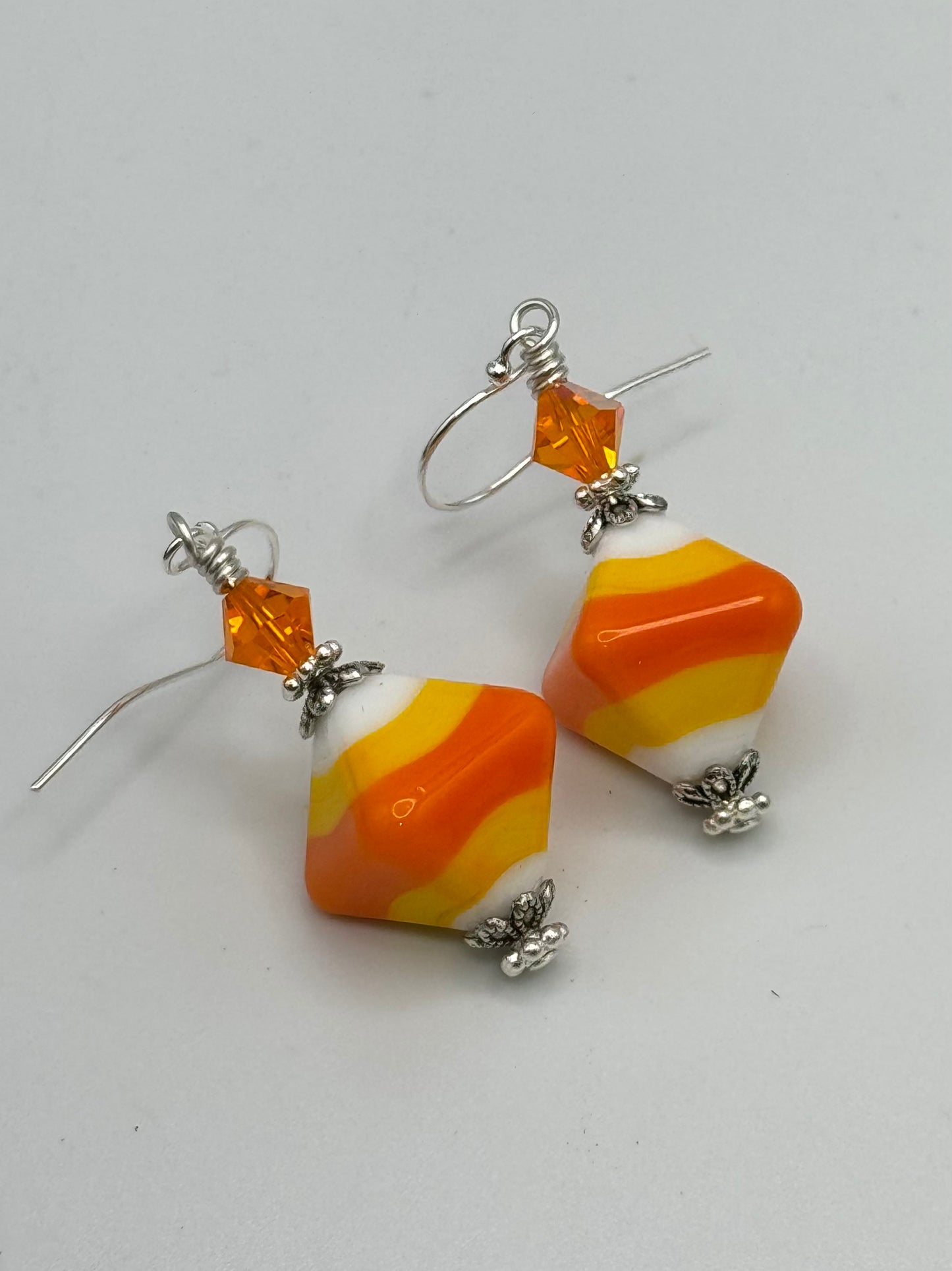 Candy corn Halloween themed earrings