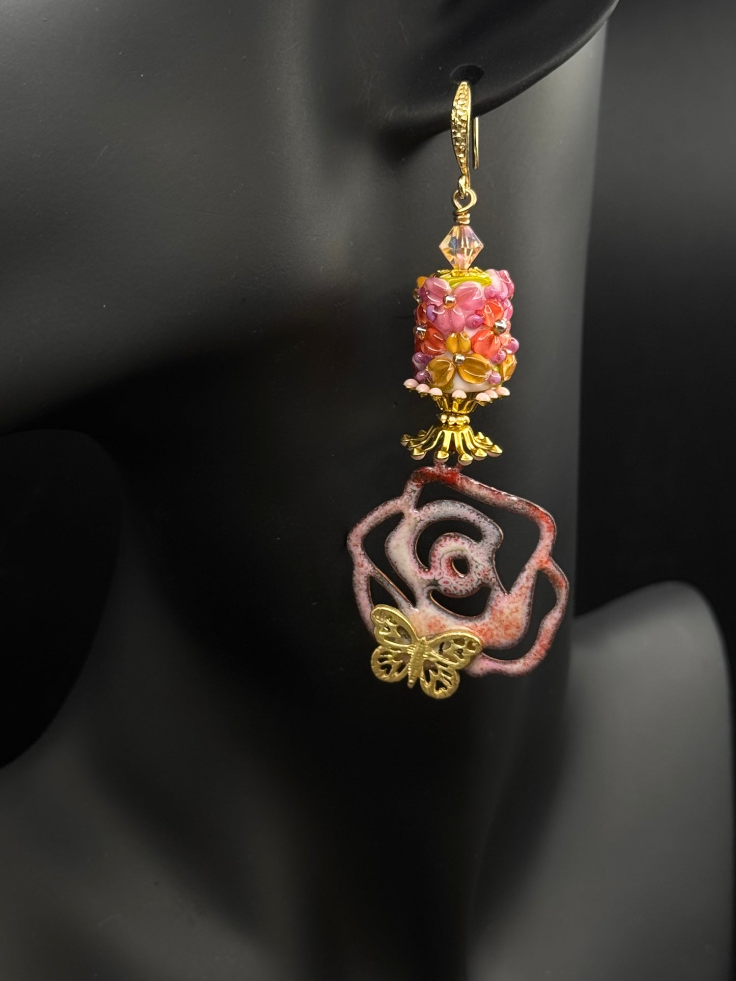 Flower and rose earrings