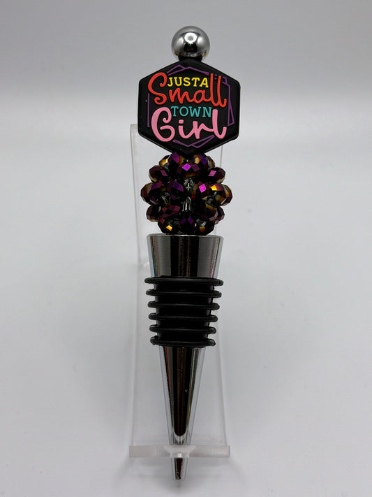 Bottle topper wine stopper - small town girl