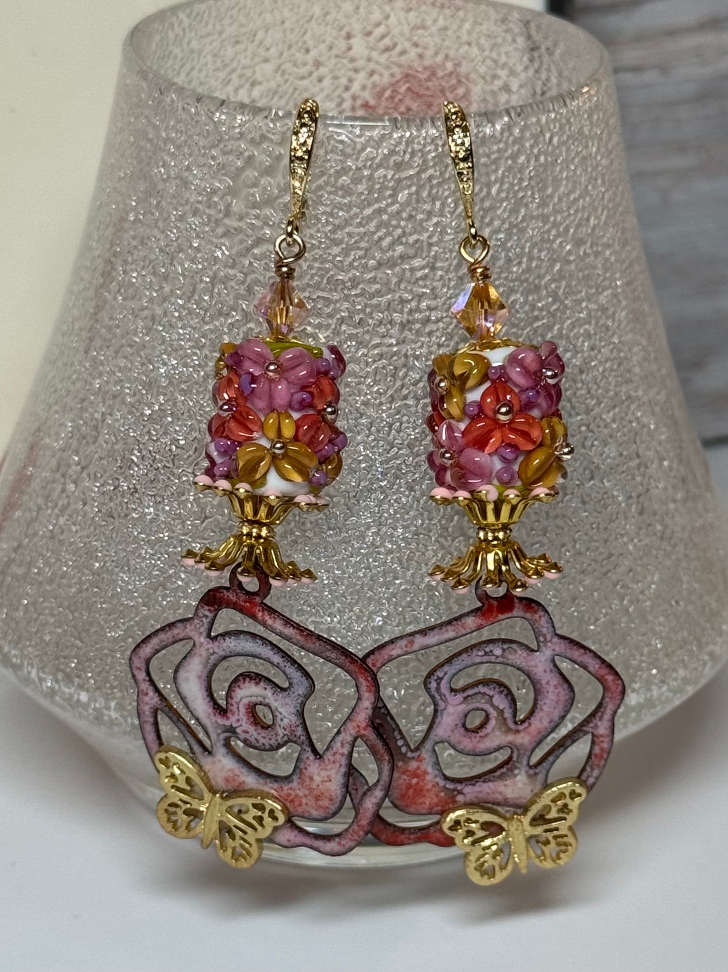 Flower and rose earrings