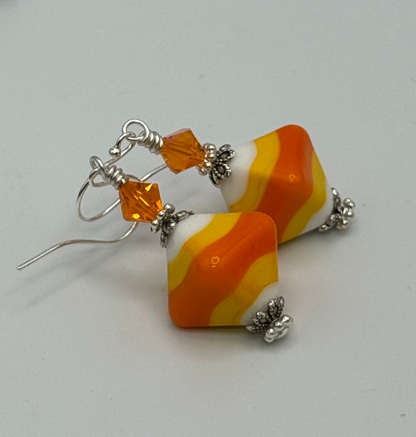 Candy corn Halloween themed earrings