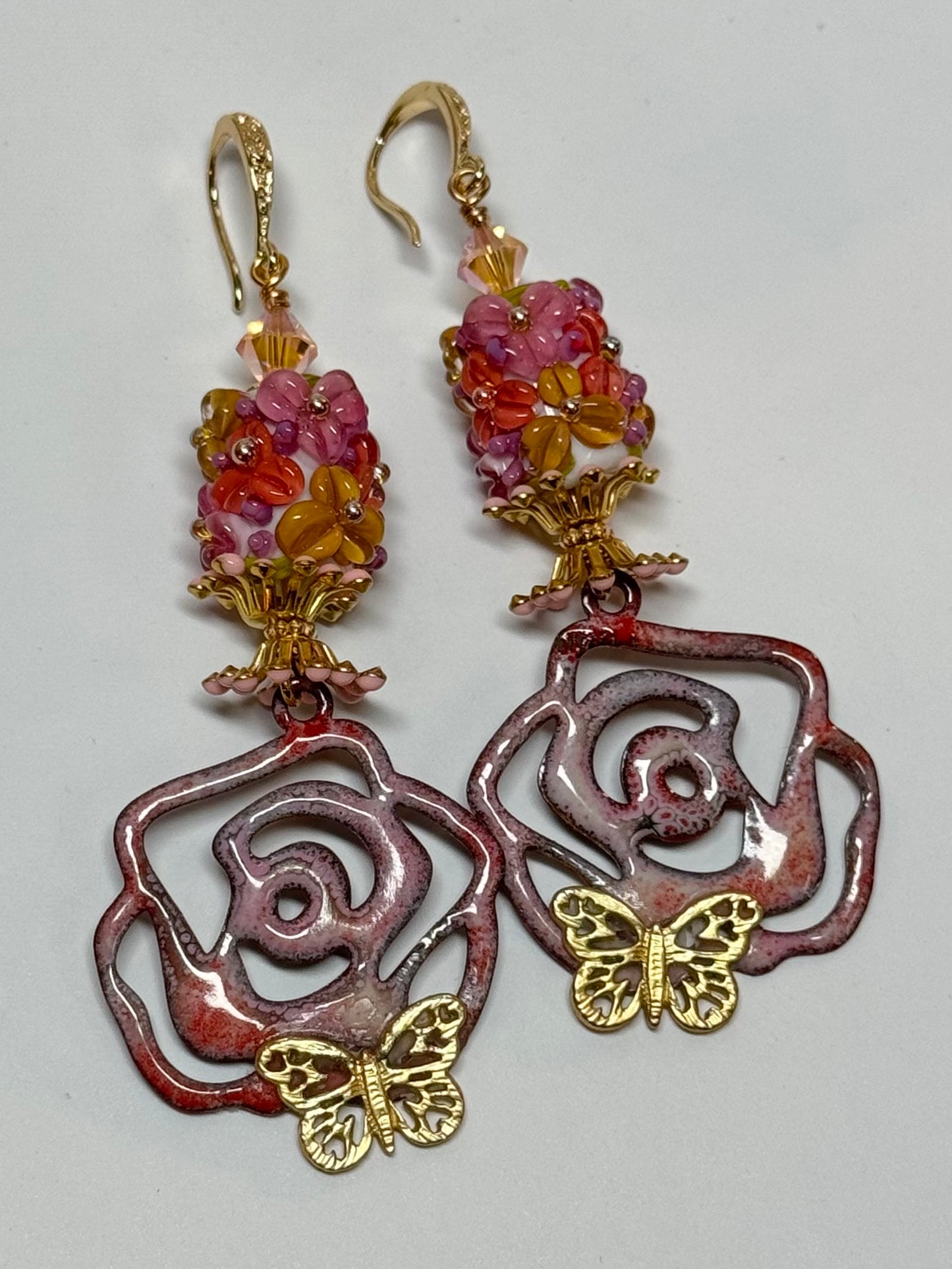 Flower and rose earrings