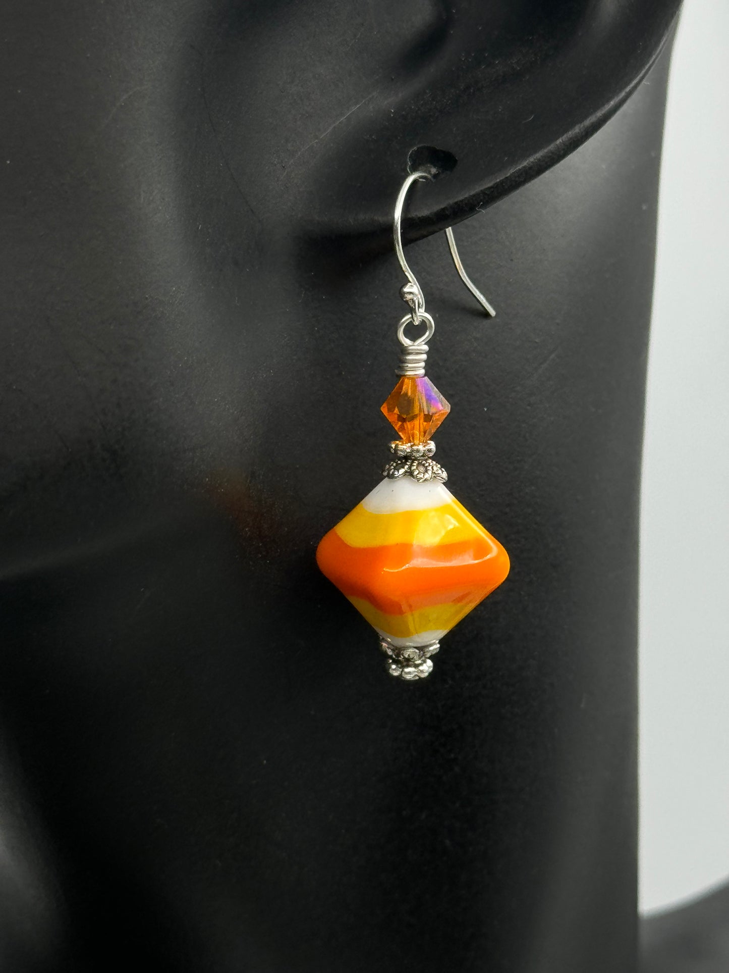 Candy corn Halloween themed earrings