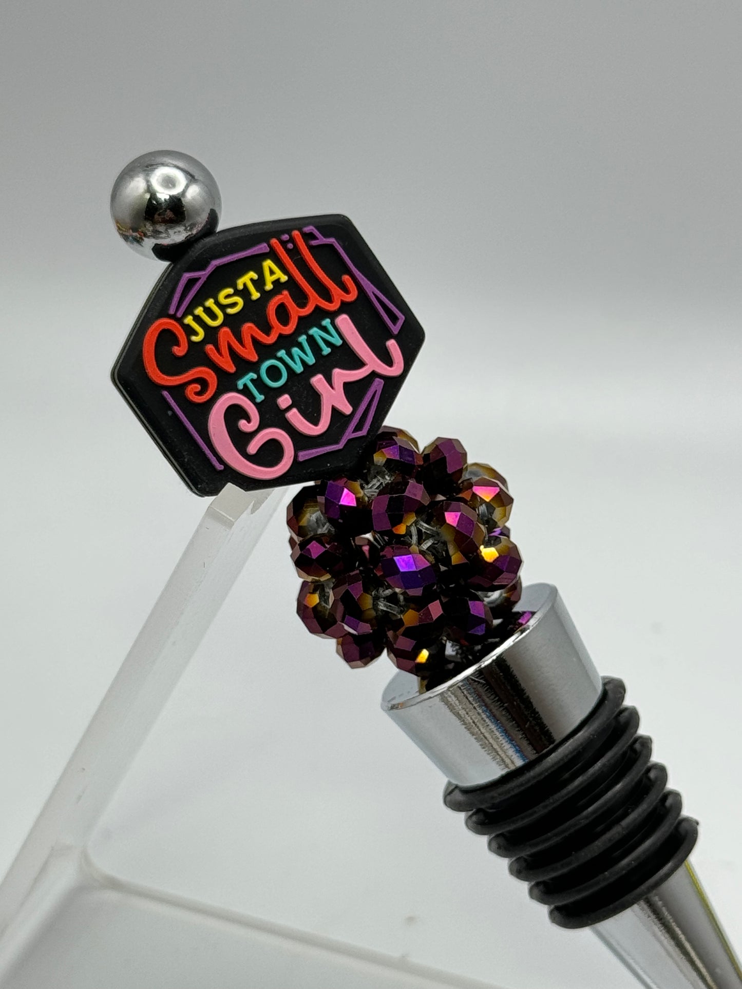 Bottle topper wine stopper - small town girl